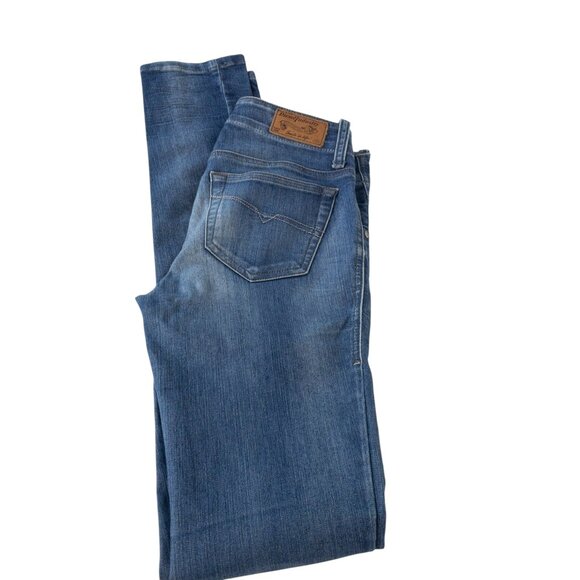 Diesel Super Slim Skinny Low Waist W 23 L 32 Faded Denim Biker Tall Grupee - Picture 14 of 14